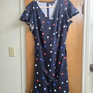 Lane Bryant Navy Polka Dot Lena Midi Fit And Flare Dress